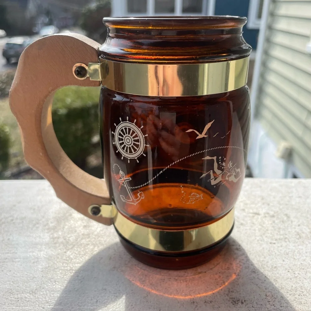 Thousand Island New York  Glass Mug with Wooden Handle